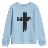 He Is Risen Youth Sweatshirt Christian Easter Cross