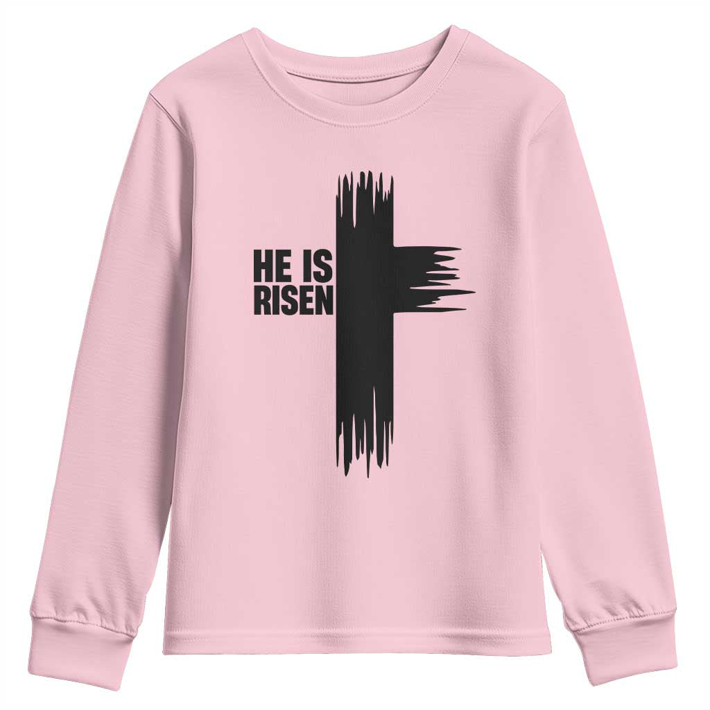 He Is Risen Youth Sweatshirt Christian Easter Cross