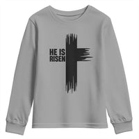 He Is Risen Youth Sweatshirt Christian Easter Cross