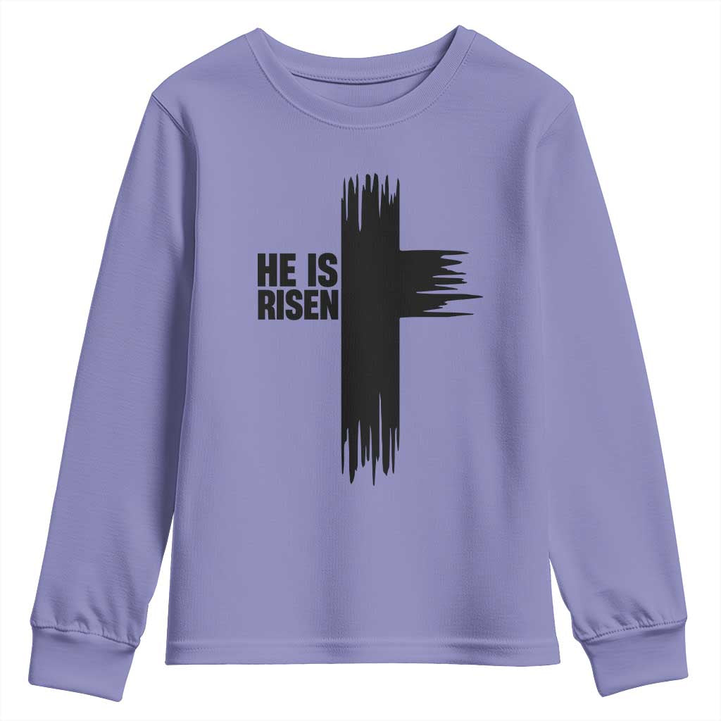 He Is Risen Youth Sweatshirt Christian Easter Cross
