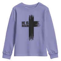 He Is Risen Youth Sweatshirt Christian Easter Cross