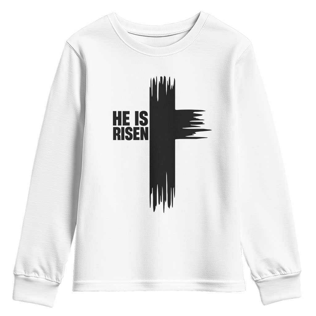 He Is Risen Youth Sweatshirt Christian Easter Cross