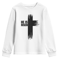 He Is Risen Youth Sweatshirt Christian Easter Cross