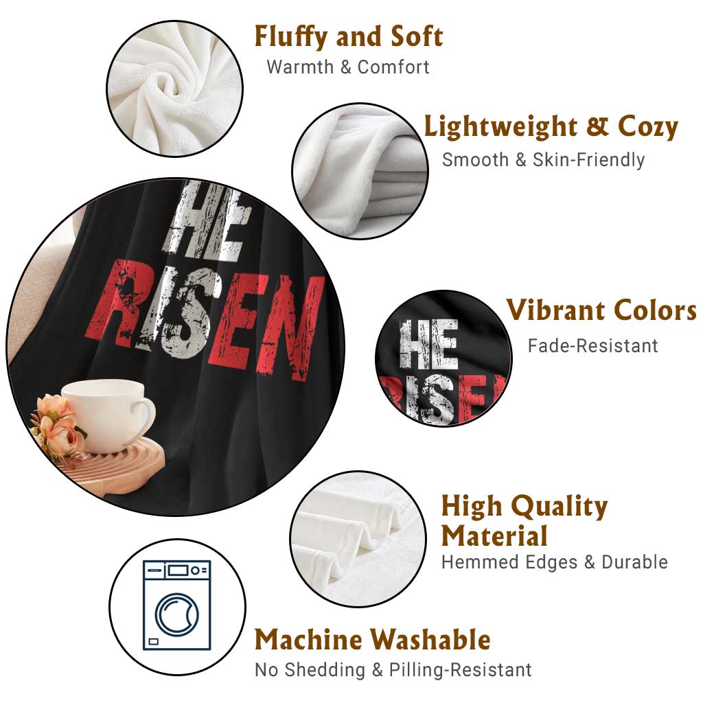 He Is Risen Throw Blanket Vintage Christian Religious Faith - undefined