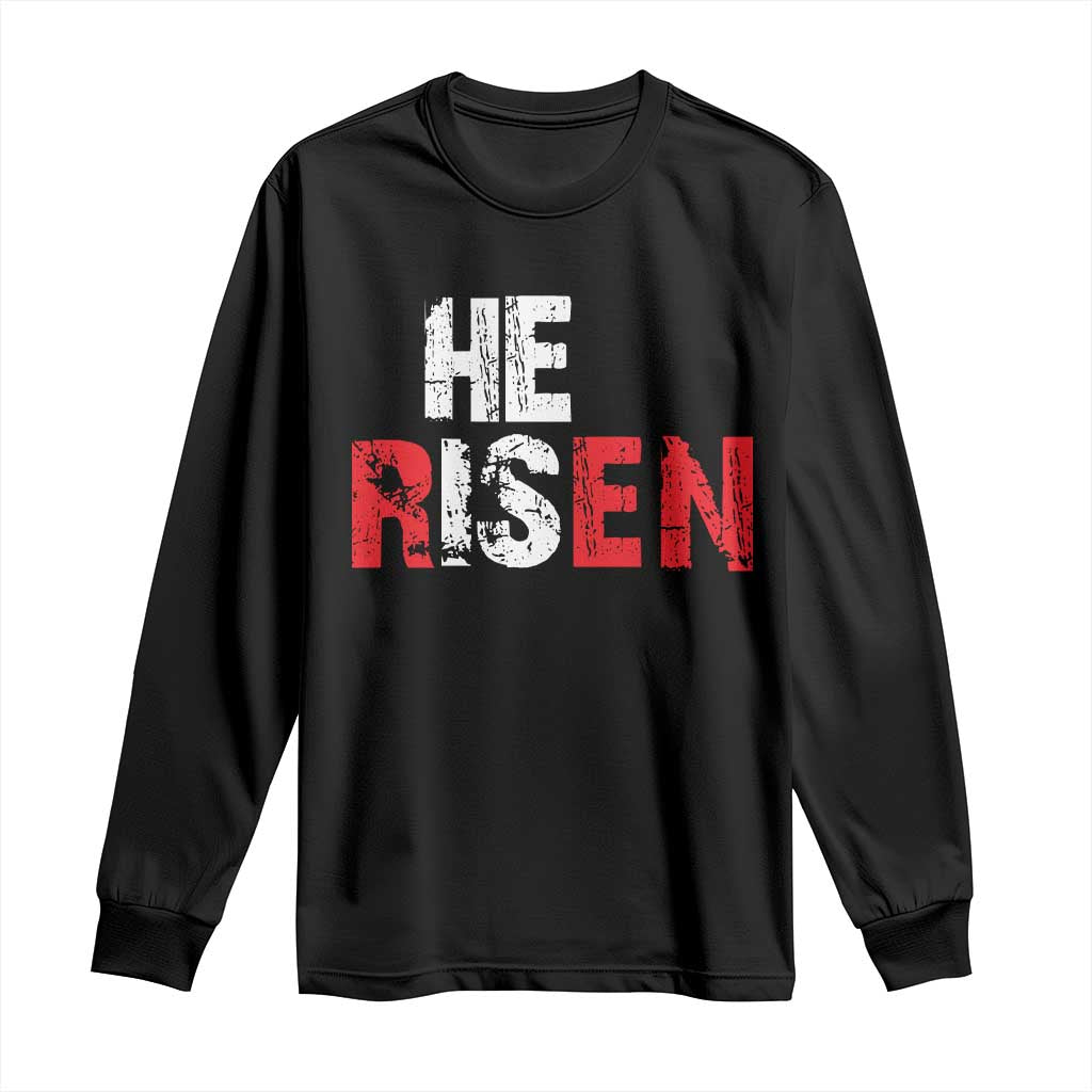 He Is Risen Long Sleeve Shirt Vintage Christian Religious Faith - Wonder Print Shop