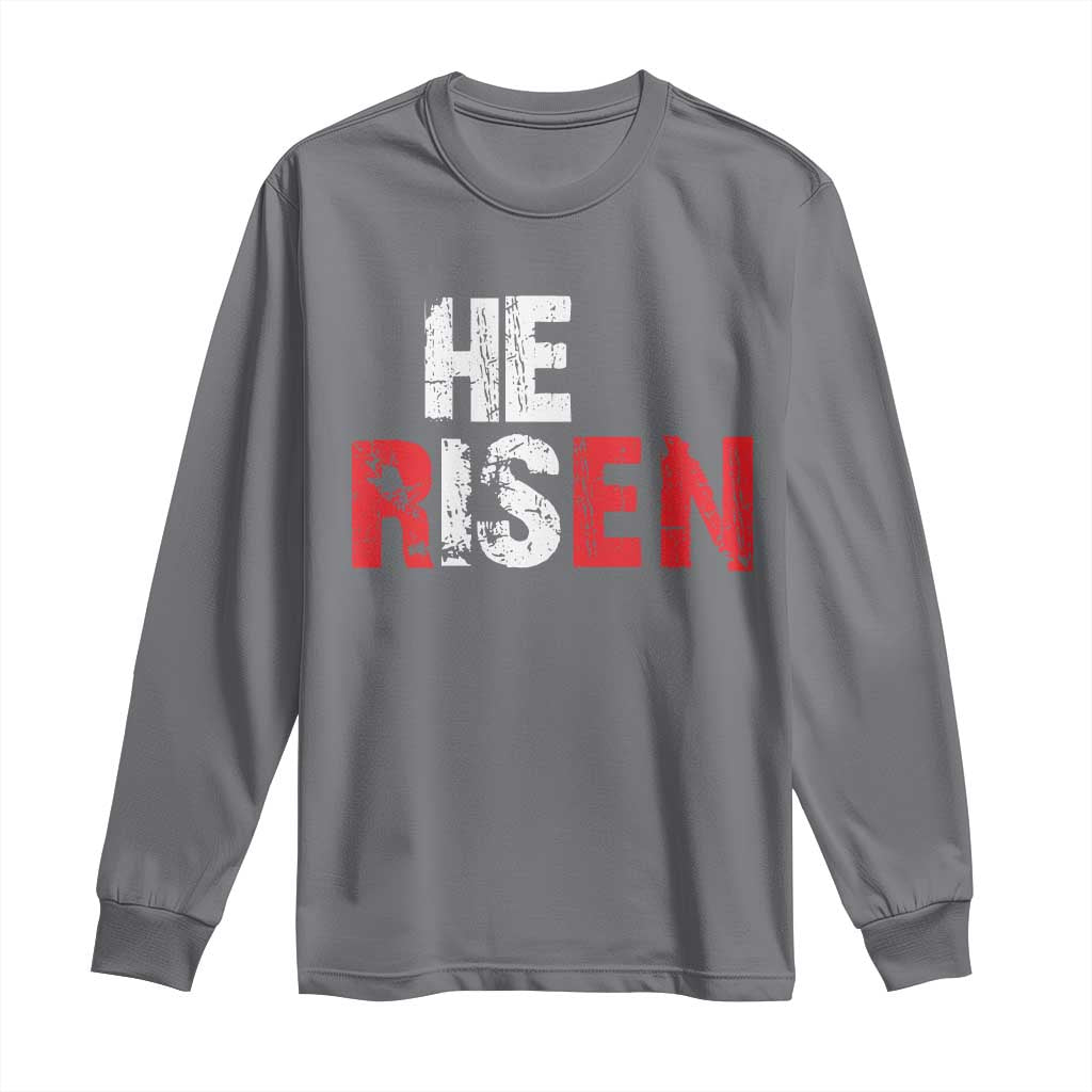 He Is Risen Long Sleeve Shirt Vintage Christian Religious Faith - Wonder Print Shop