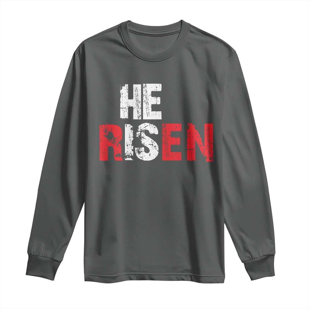 He Is Risen Long Sleeve Shirt Vintage Christian Religious Faith - Wonder Print Shop