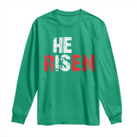 He Is Risen Long Sleeve Shirt Vintage Christian Religious Faith - Wonder Print Shop