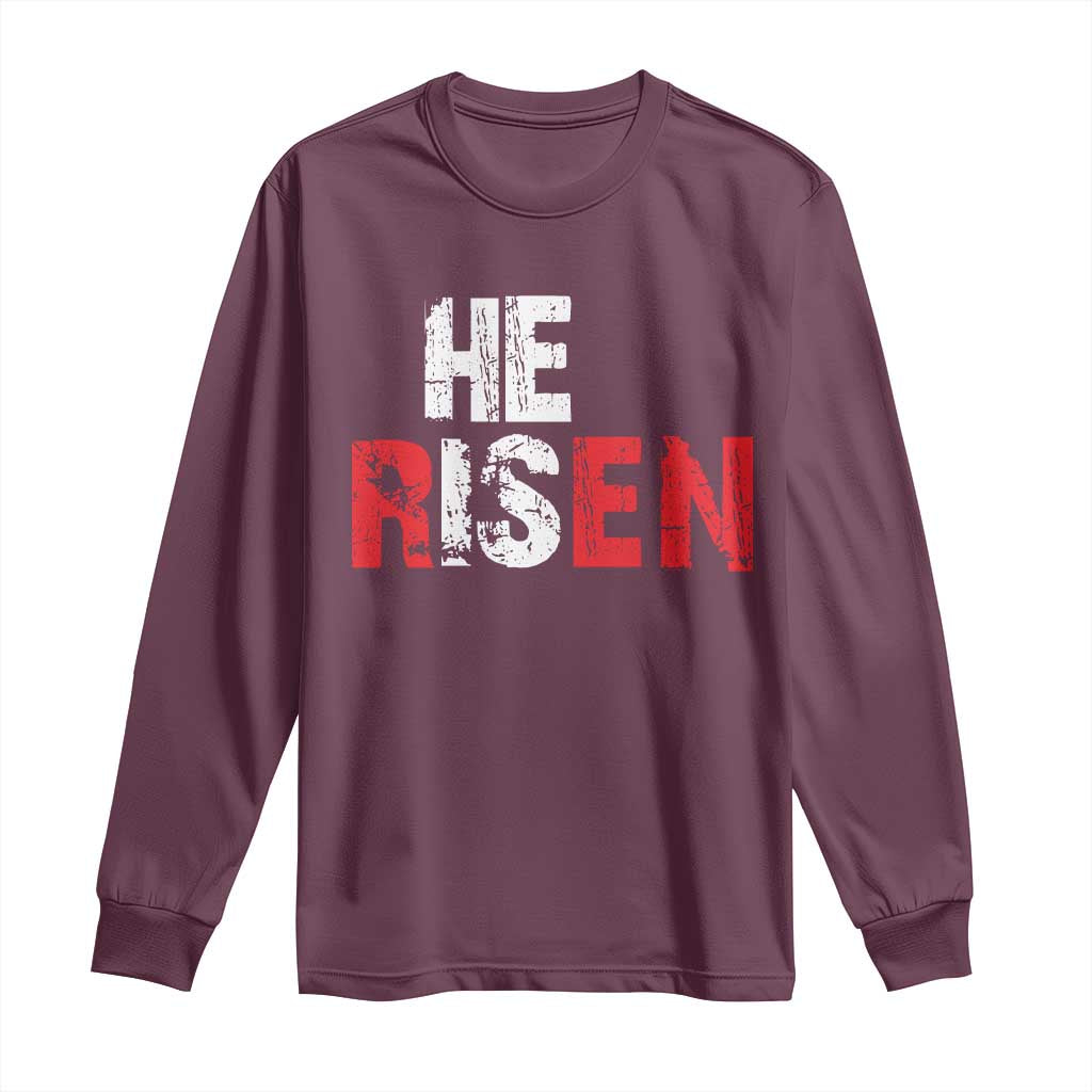 He Is Risen Long Sleeve Shirt Vintage Christian Religious Faith - Wonder Print Shop