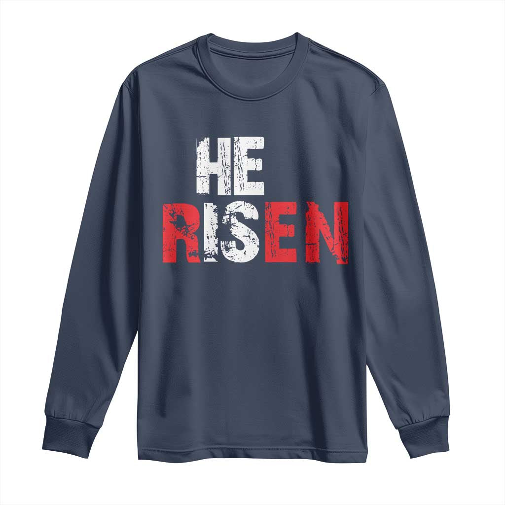 He Is Risen Long Sleeve Shirt Vintage Christian Religious Faith - Wonder Print Shop