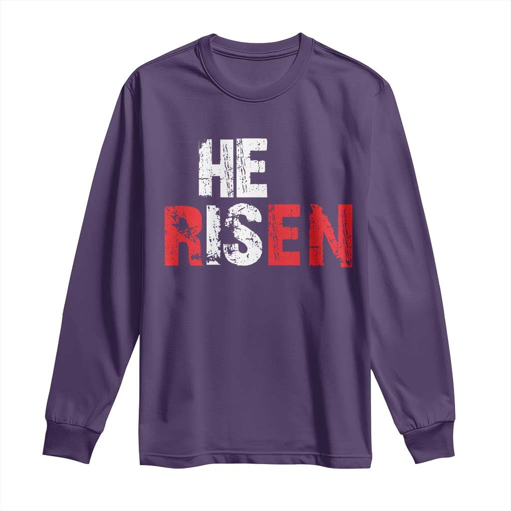 He Is Risen Long Sleeve Shirt Vintage Christian Religious Faith - Wonder Print Shop