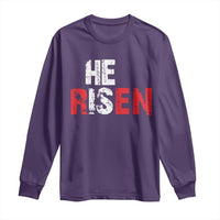 He Is Risen Long Sleeve Shirt Vintage Christian Religious Faith - Wonder Print Shop