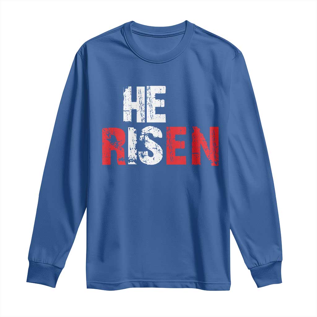 He Is Risen Long Sleeve Shirt Vintage Christian Religious Faith - Wonder Print Shop