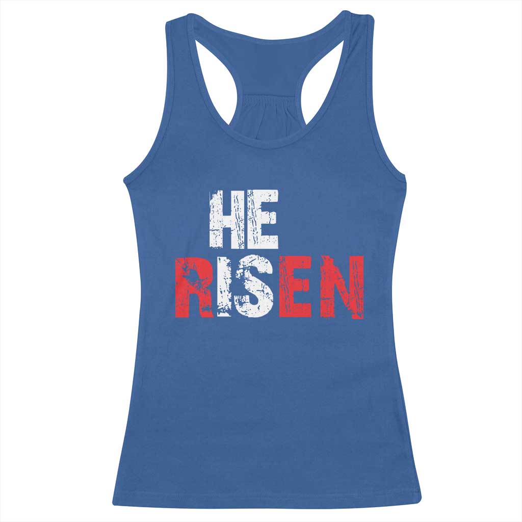 He Is Risen Racerback Tank Top Vintage Christian Religious Faith - Wonder Print Shop