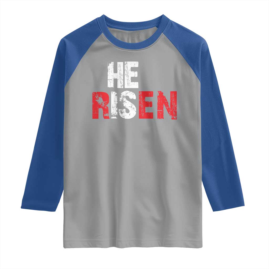 He Is Risen Raglan Shirt Vintage Christian Religious Faith - Wonder Print Shop