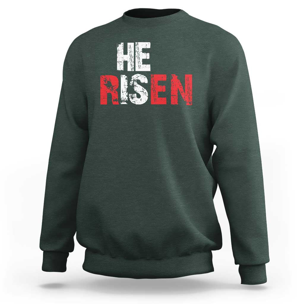 He Is Risen Sweatshirt Vintage Christian Religious Faith - Wonder Print Shop