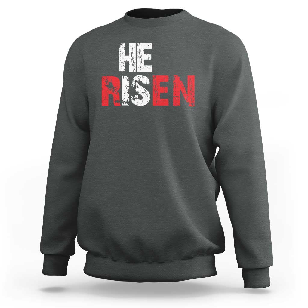 He Is Risen Sweatshirt Vintage Christian Religious Faith - Wonder Print Shop