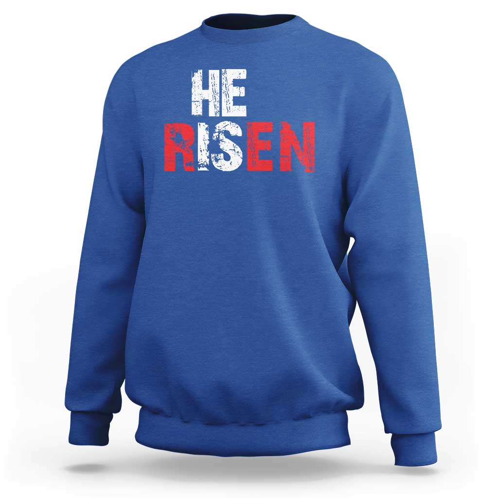 He Is Risen Sweatshirt Vintage Christian Religious Faith - Wonder Print Shop