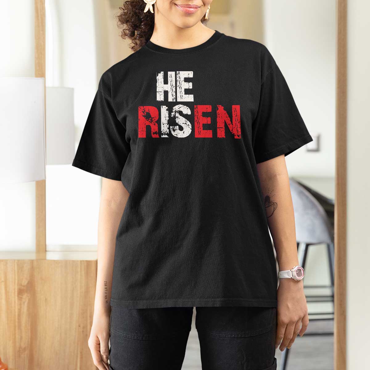He Is Risen T Shirt For Women Vintage Christian Religious Faith - Wonder Print Shop