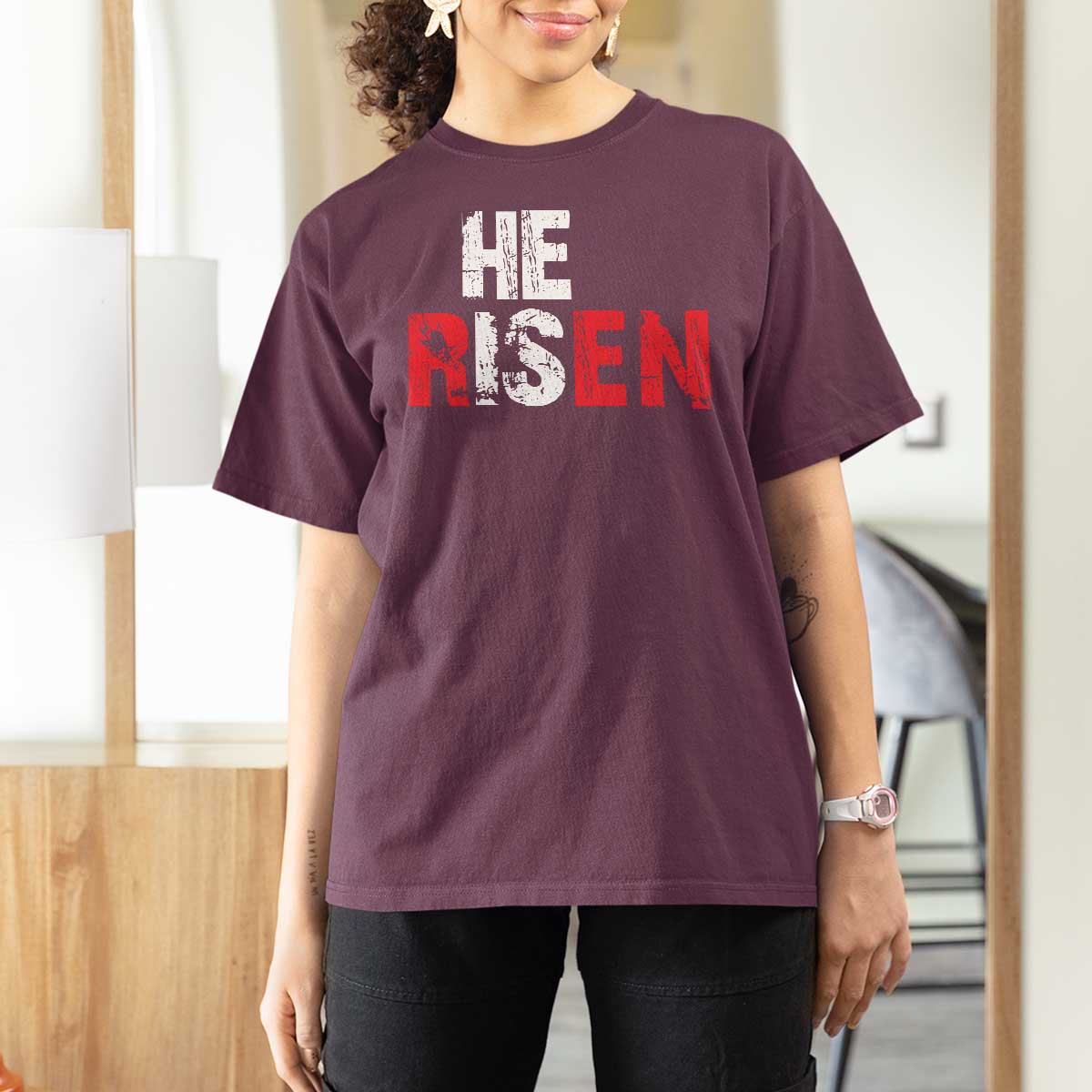 He Is Risen T Shirt For Women Vintage Christian Religious Faith - Wonder Print Shop