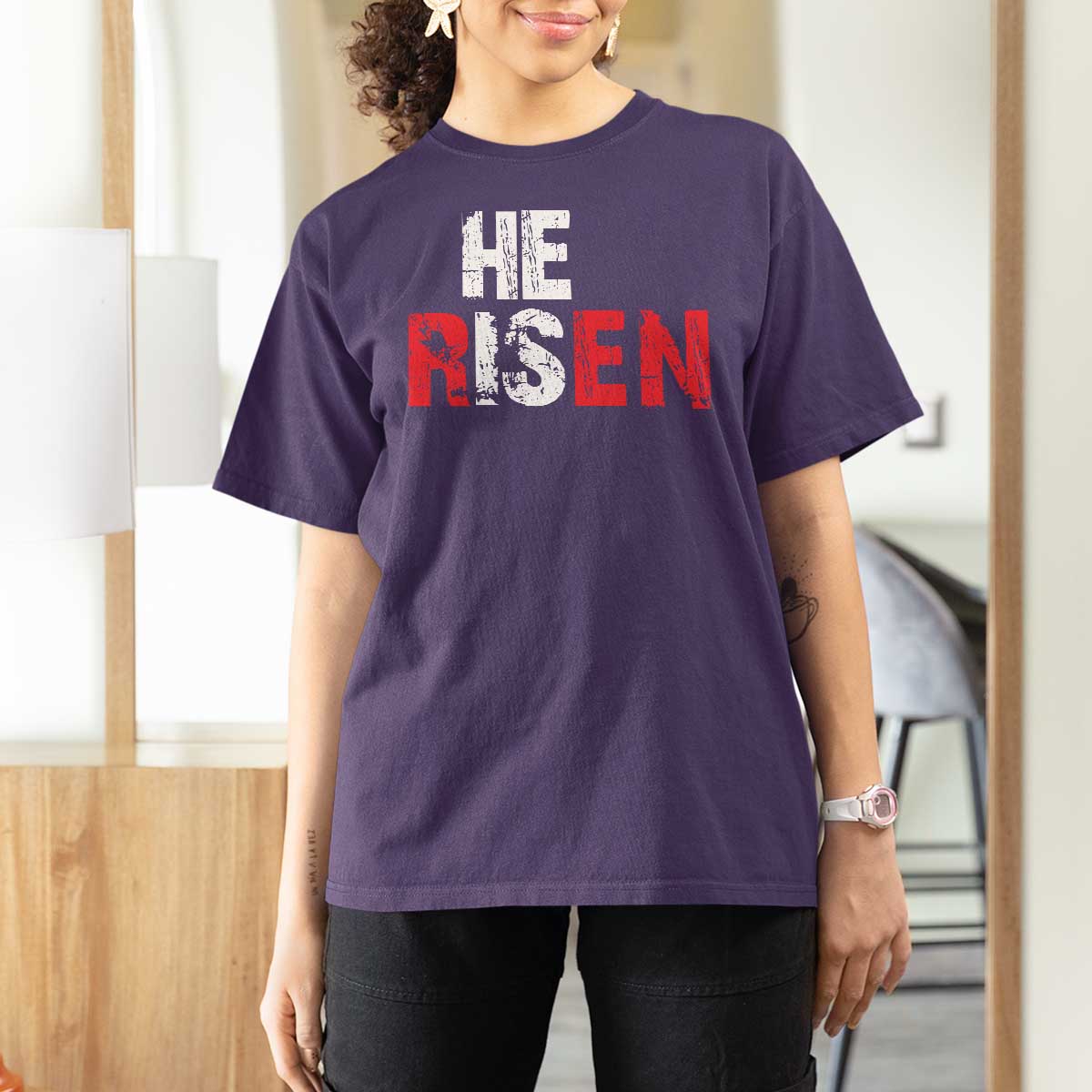 He Is Risen T Shirt For Women Vintage Christian Religious Faith - Wonder Print Shop