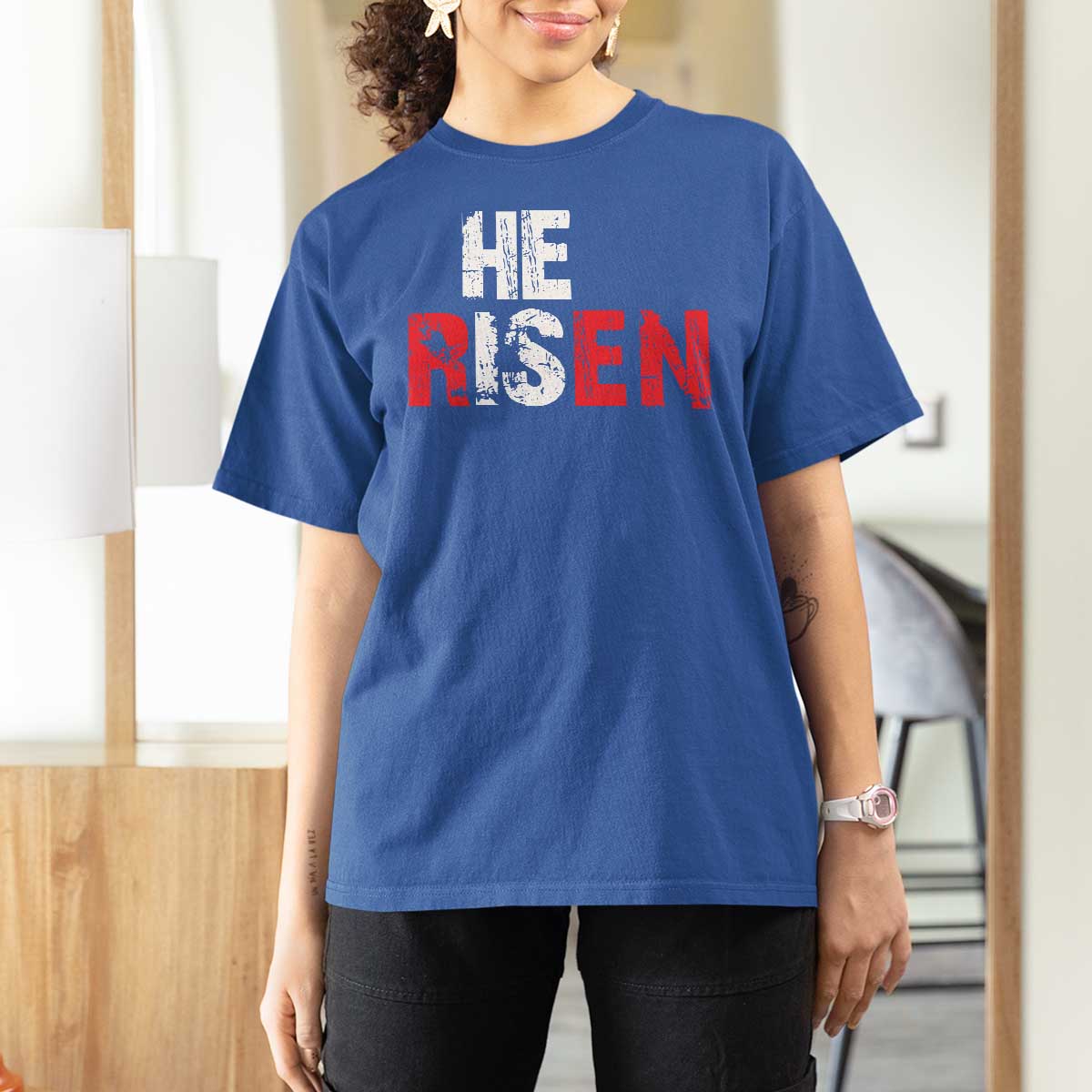 He Is Risen T Shirt For Women Vintage Christian Religious Faith - Wonder Print Shop