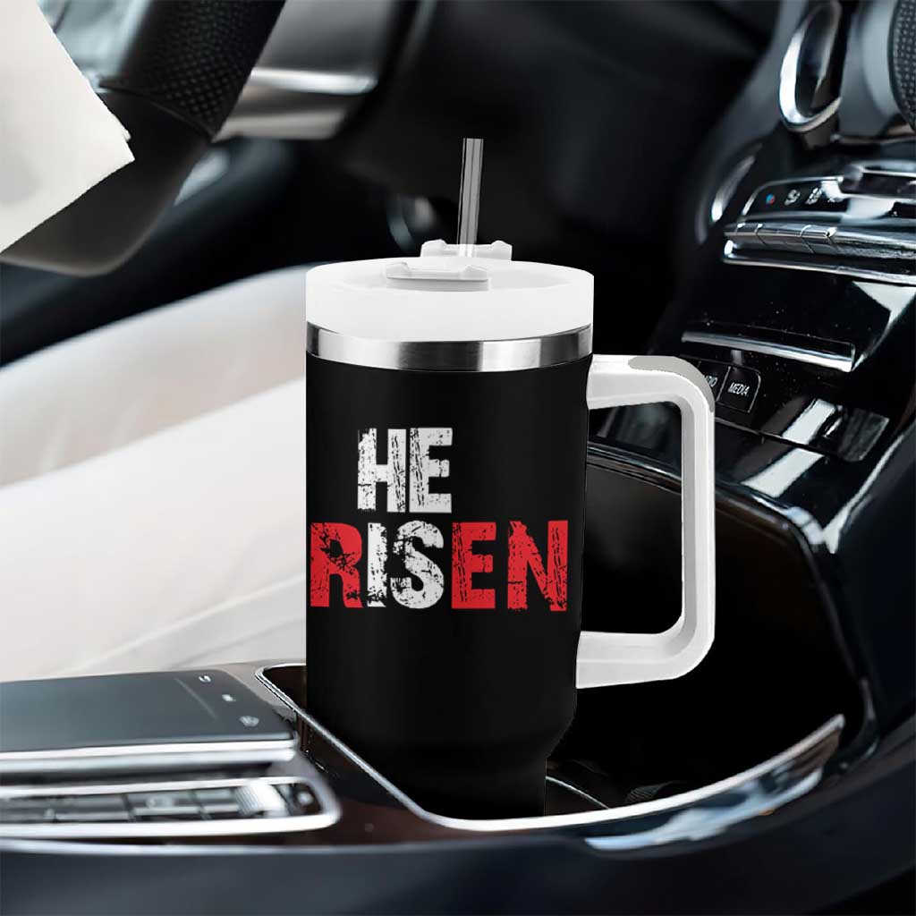 He Is Risen Tumbler With Handle Vintage Christian Religious Faith - Wonder Print Shop