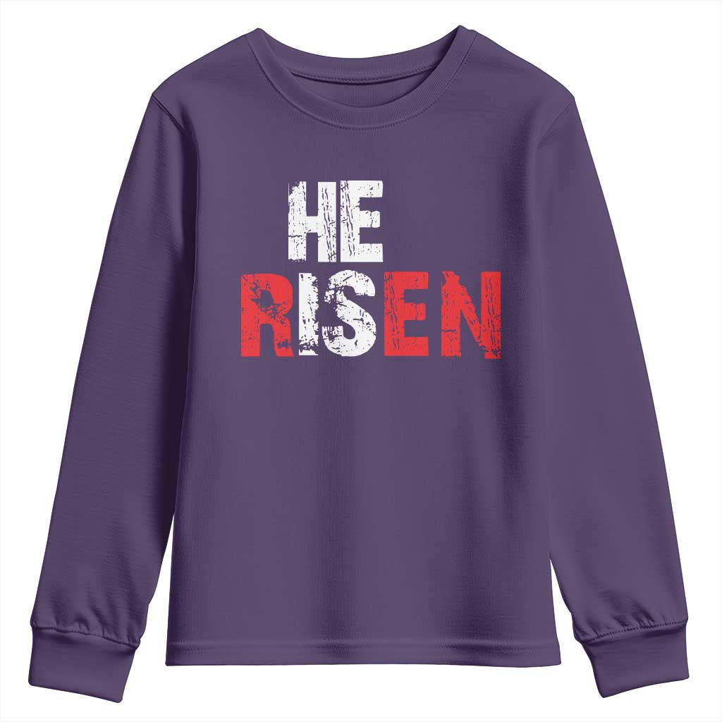 He Is Risen Youth Sweatshirt Vintage Christian Religious Faith - Wonder Print Shop