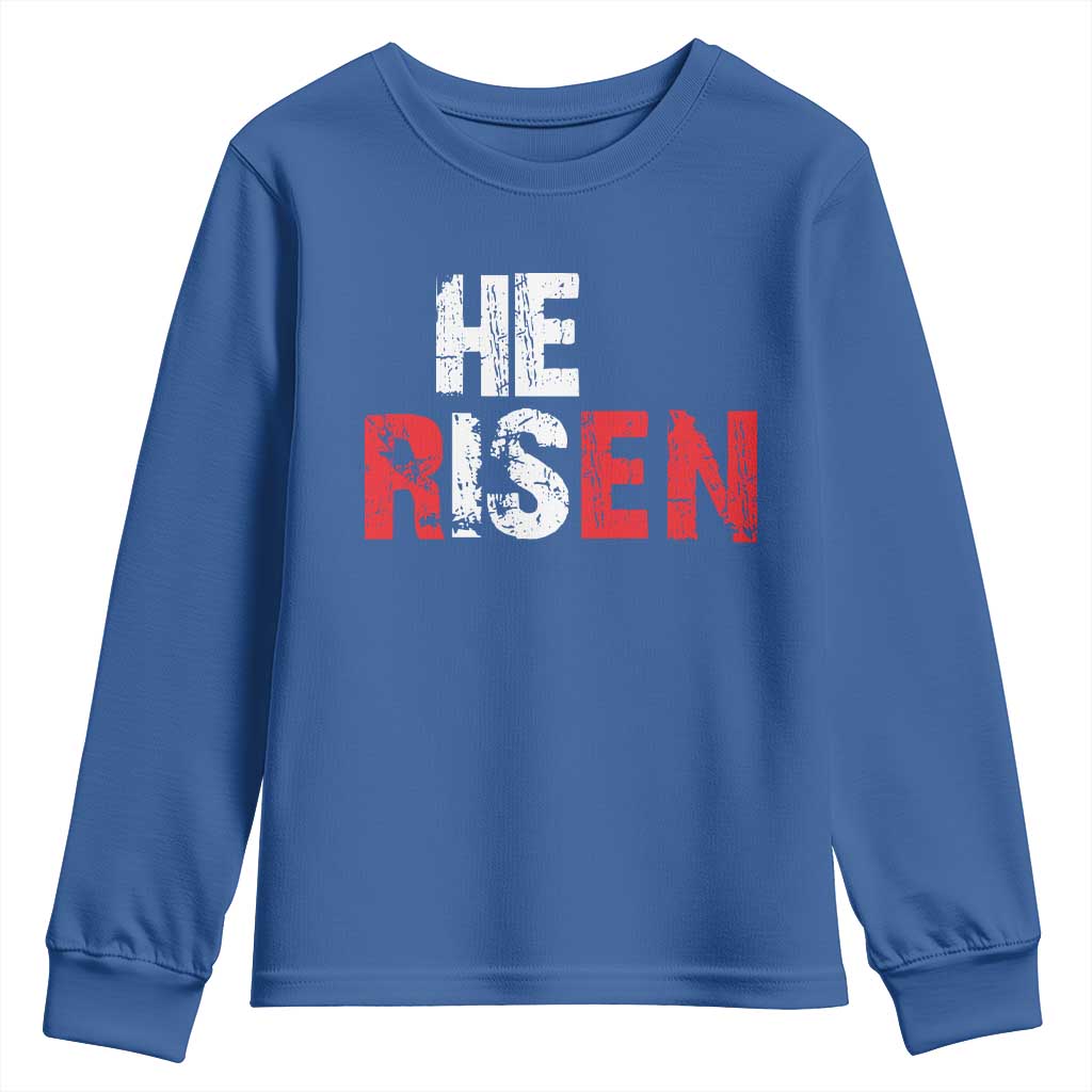 He Is Risen Youth Sweatshirt Vintage Christian Religious Faith - Wonder Print Shop