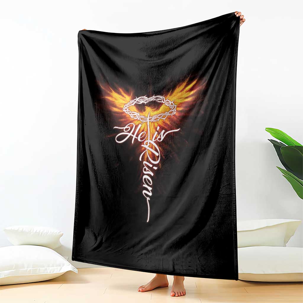 He Is Risen Throw Blanket Jesus Resurrection Easter Christian Cross Phoenix Rising - Wonder Print Shop