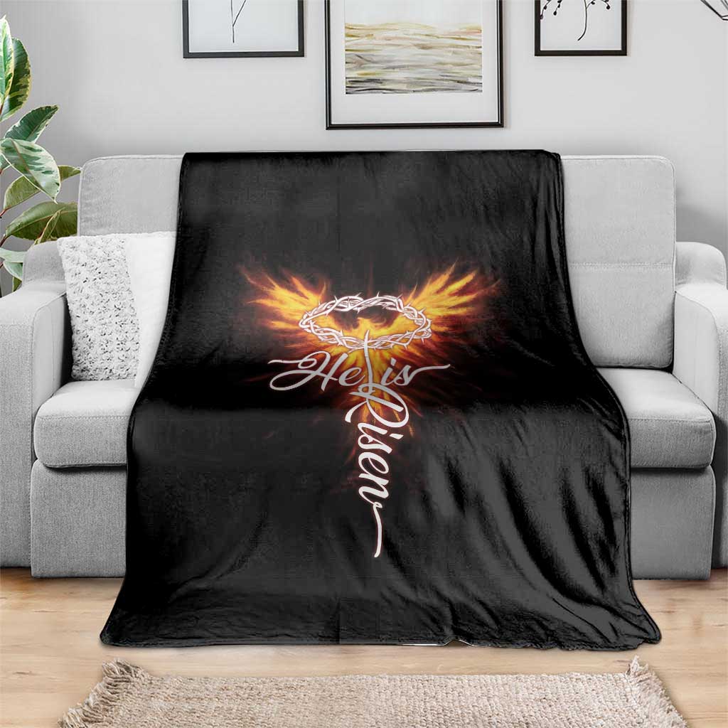 He Is Risen Throw Blanket Jesus Resurrection Easter Christian Cross Phoenix Rising - Wonder Print Shop
