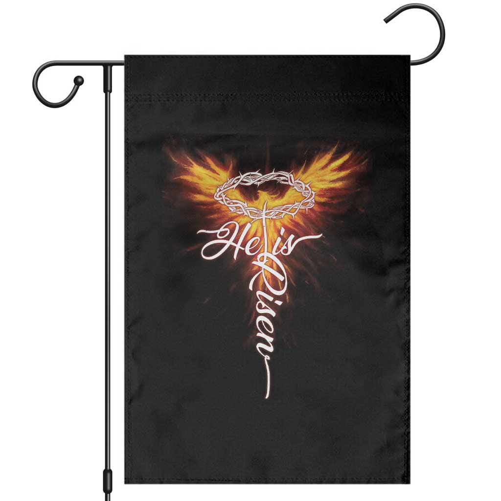 He Is Risen Garden Flag Jesus Resurrection Easter Christian Cross Phoenix Rising - Wonder Print Shop