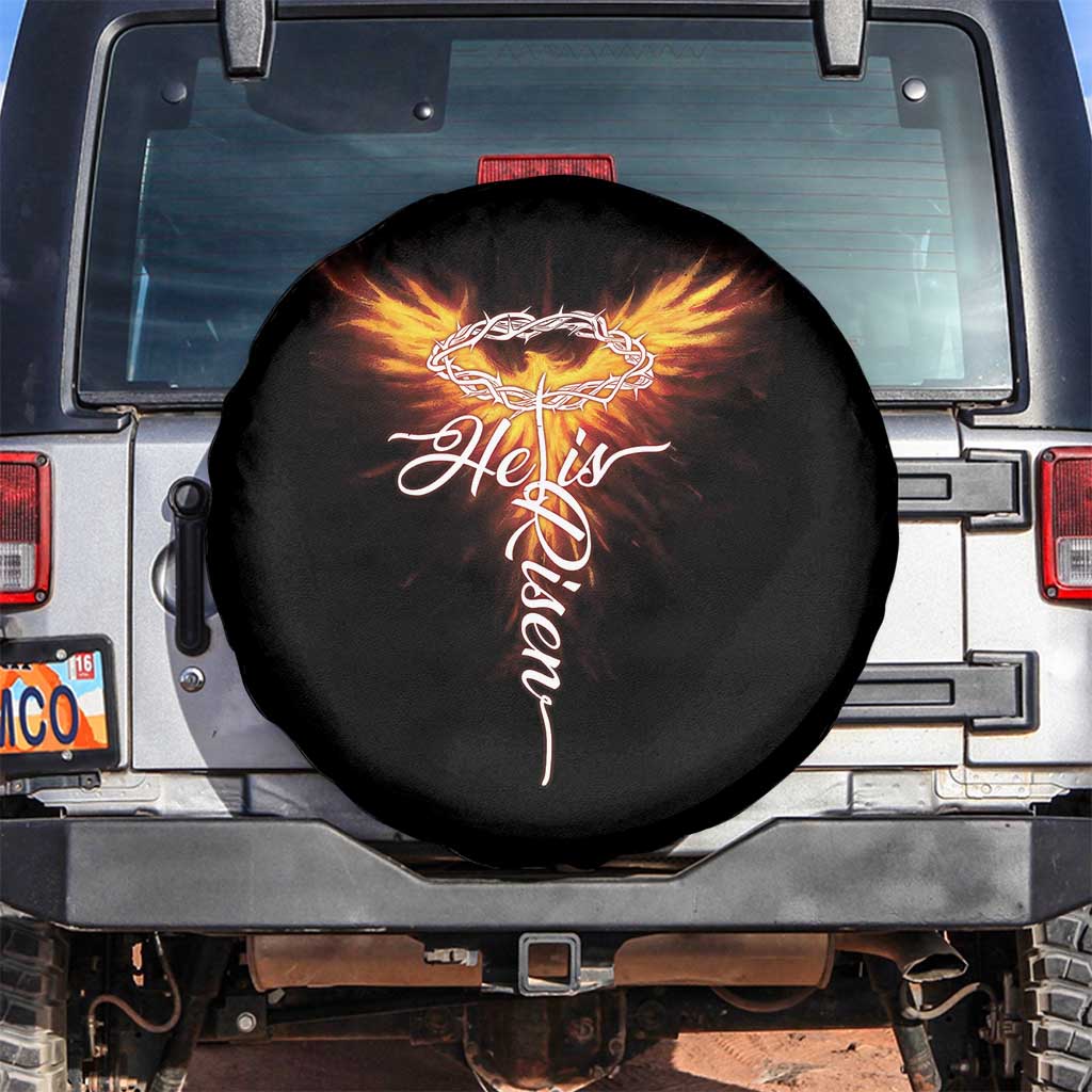 He Is Risen Spare Tire Cover Jesus Resurrection Easter Christian Cross Phoenix Rising - Wonder Print Shop