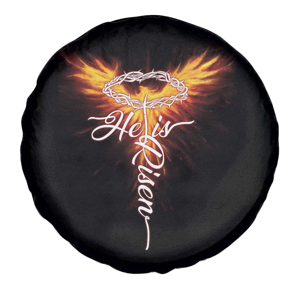 He Is Risen Spare Tire Cover Jesus Resurrection Easter Christian Cross Phoenix Rising - Wonder Print Shop