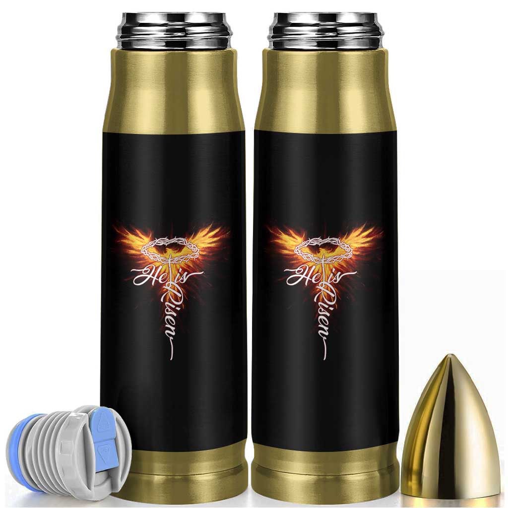 He Is Risen Bullet Tumbler Jesus Resurrection Easter Christian Cross Phoenix Rising - Wonder Print Shop
