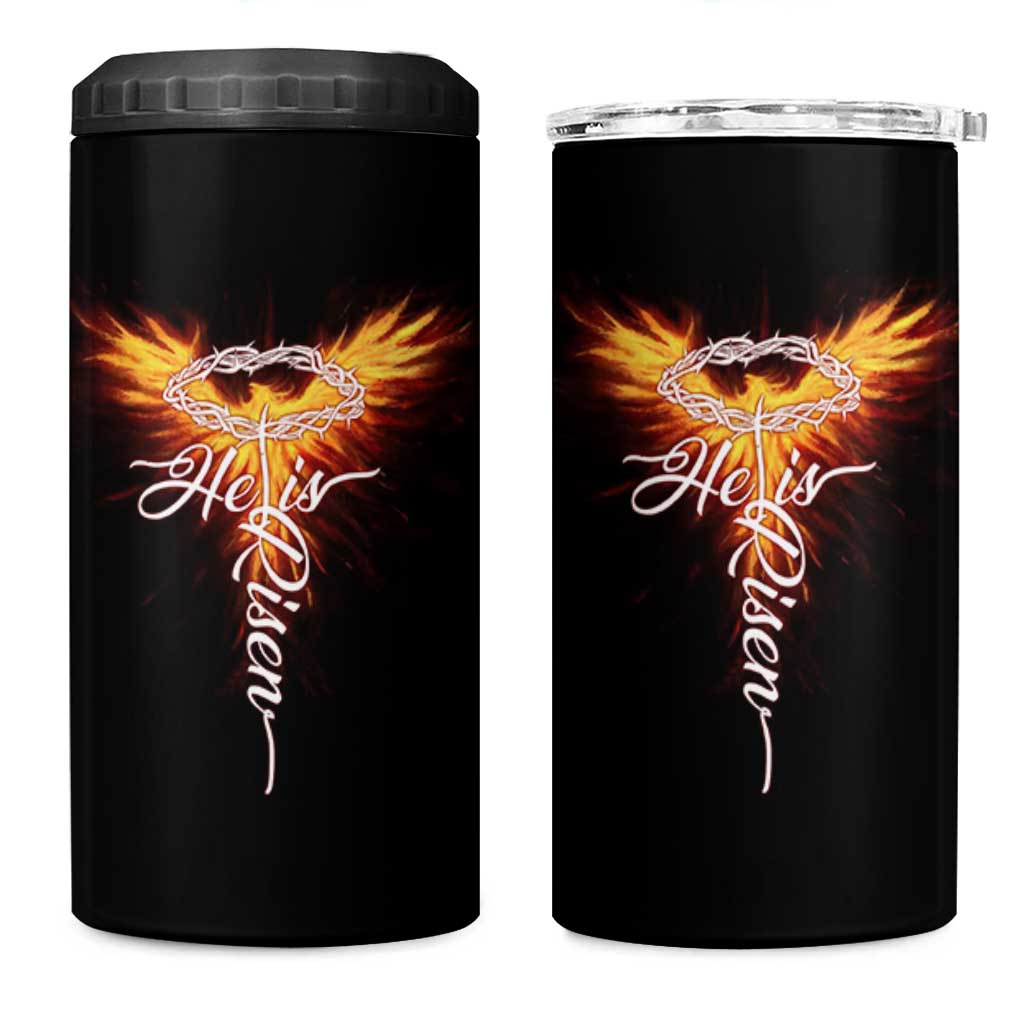 He Is Risen 4 in 1 Can Cooler Tumbler Jesus Resurrection Easter Christian Cross Phoenix Rising - Wonder Print Shop