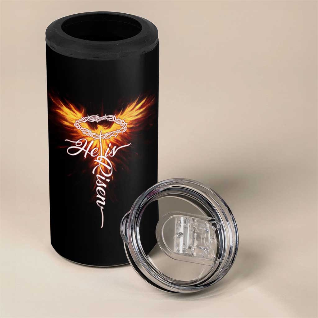 He Is Risen 4 in 1 Can Cooler Tumbler Jesus Resurrection Easter Christian Cross Phoenix Rising - Wonder Print Shop