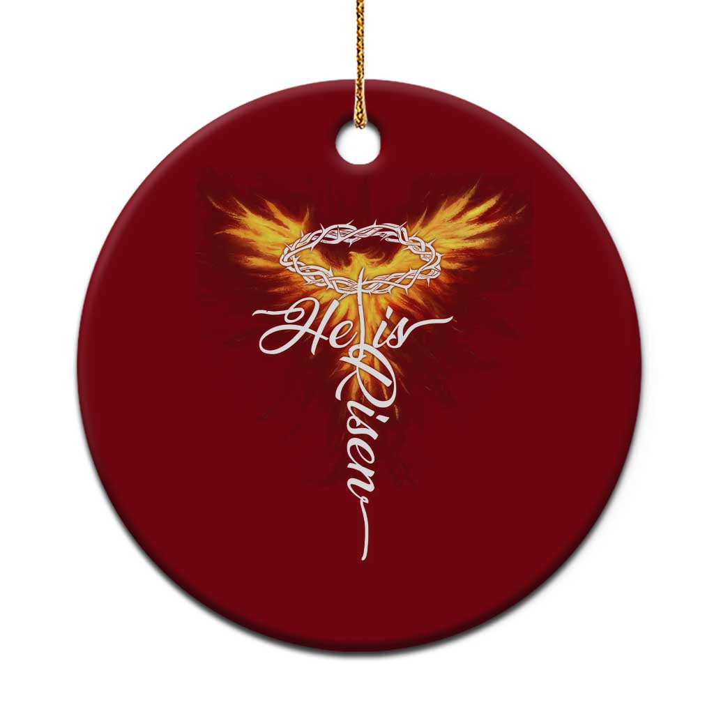 He Is Risen Ceramic Ornament Jesus Resurrection Easter Christian Cross Phoenix Rising - Wonder Print Shop
