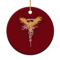 He Is Risen Ceramic Ornament Jesus Resurrection Easter Christian Cross Phoenix Rising - Wonder Print Shop