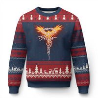 He Is Risen Ugly Christmas Sweater Jesus Resurrection Easter Christian Cross Phoenix Rising - Wonder Print Shop