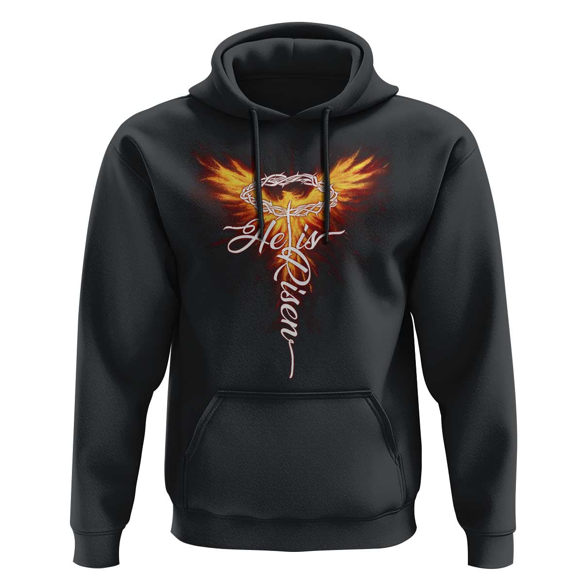 He Is Risen Hoodie Jesus Resurrection Easter Christian Cross Phoenix Rising - Wonder Print Shop