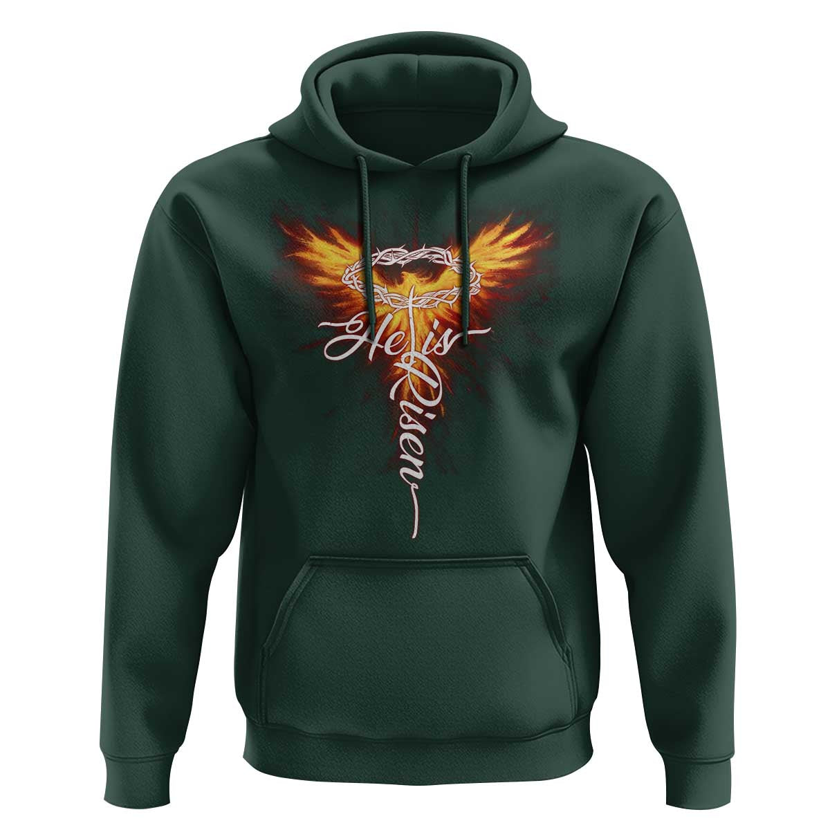 He Is Risen Hoodie Jesus Resurrection Easter Christian Cross Phoenix Rising - Wonder Print Shop