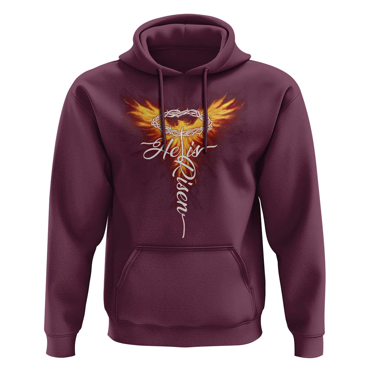 He Is Risen Hoodie Jesus Resurrection Easter Christian Cross Phoenix Rising - Wonder Print Shop