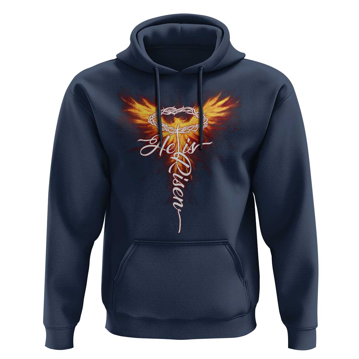 He Is Risen Hoodie Jesus Resurrection Easter Christian Cross Phoenix Rising - Wonder Print Shop