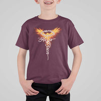 He Is Risen T Shirt For Kid Jesus Resurrection Easter Christian Cross Phoenix Rising - Wonder Print Shop