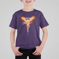 He Is Risen T Shirt For Kid Jesus Resurrection Easter Christian Cross Phoenix Rising - Wonder Print Shop