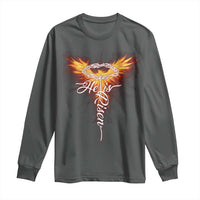 He Is Risen Long Sleeve Shirt Jesus Resurrection Easter Christian Cross Phoenix Rising - Wonder Print Shop