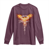 He Is Risen Long Sleeve Shirt Jesus Resurrection Easter Christian Cross Phoenix Rising - Wonder Print Shop