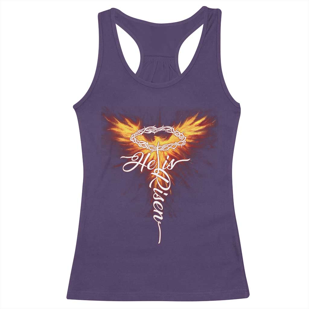 He Is Risen Racerback Tank Top Jesus Resurrection Easter Christian Cross Phoenix Rising - Wonder Print Shop