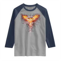 He Is Risen Raglan Shirt Jesus Resurrection Easter Christian Cross Phoenix Rising - Wonder Print Shop